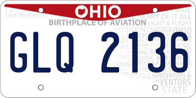 OH license plate GLQ2136