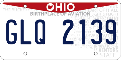 OH license plate GLQ2139