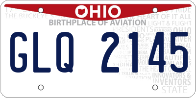 OH license plate GLQ2145
