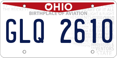 OH license plate GLQ2610
