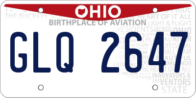 OH license plate GLQ2647