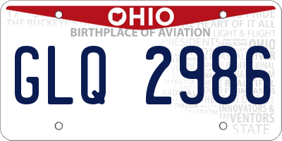 OH license plate GLQ2986