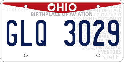 OH license plate GLQ3029