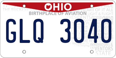 OH license plate GLQ3040