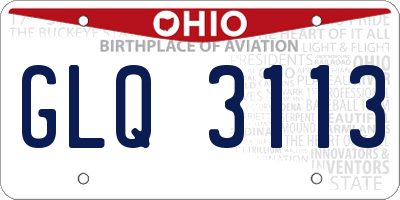 OH license plate GLQ3113