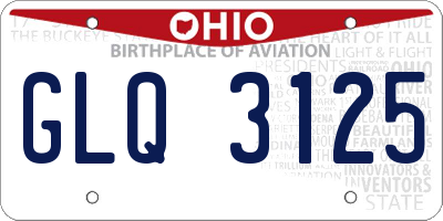 OH license plate GLQ3125