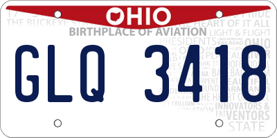 OH license plate GLQ3418