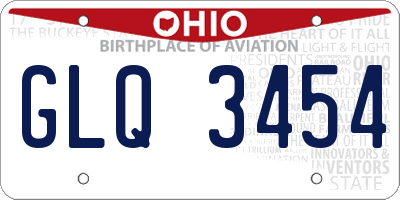 OH license plate GLQ3454