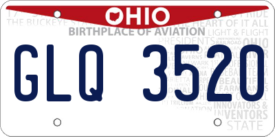 OH license plate GLQ3520