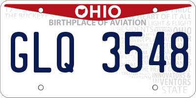 OH license plate GLQ3548