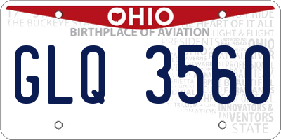 OH license plate GLQ3560