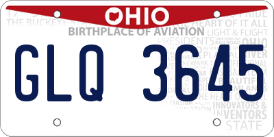 OH license plate GLQ3645