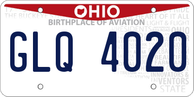 OH license plate GLQ4020
