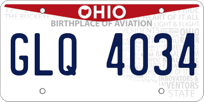 OH license plate GLQ4034
