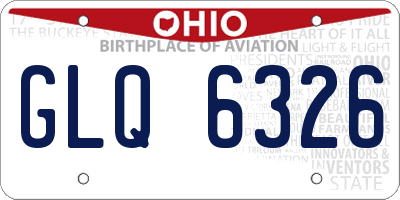 OH license plate GLQ6326
