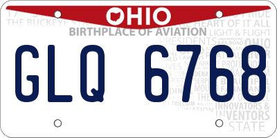 OH license plate GLQ6768