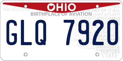 OH license plate GLQ7920