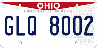 OH license plate GLQ8002
