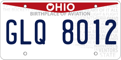 OH license plate GLQ8012