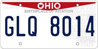 OH license plate GLQ8014