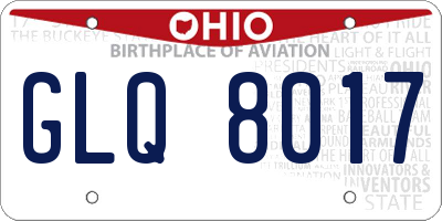 OH license plate GLQ8017