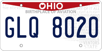OH license plate GLQ8020