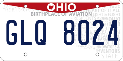 OH license plate GLQ8024