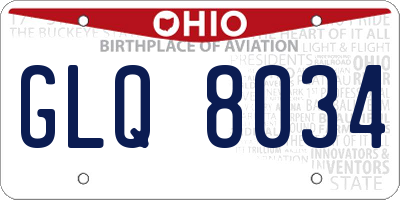 OH license plate GLQ8034