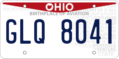OH license plate GLQ8041