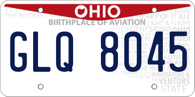 OH license plate GLQ8045