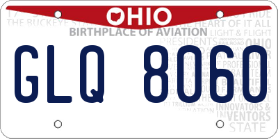 OH license plate GLQ8060