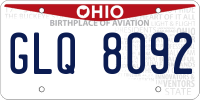 OH license plate GLQ8092
