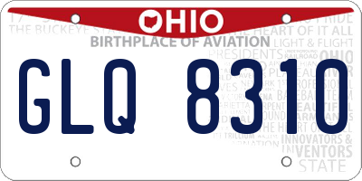 OH license plate GLQ8310