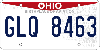 OH license plate GLQ8463
