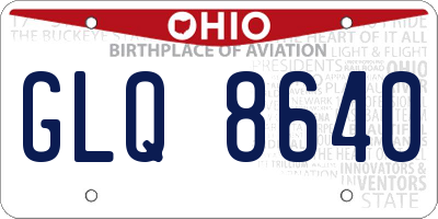 OH license plate GLQ8640