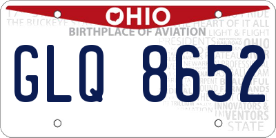 OH license plate GLQ8652