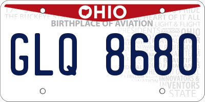 OH license plate GLQ8680