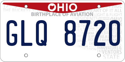 OH license plate GLQ8720