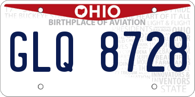 OH license plate GLQ8728