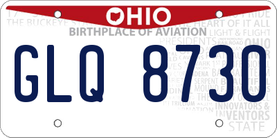 OH license plate GLQ8730