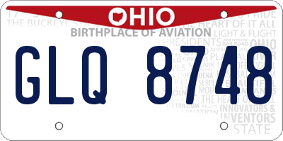 OH license plate GLQ8748