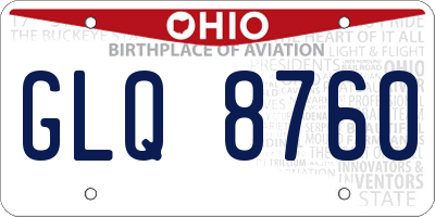 OH license plate GLQ8760