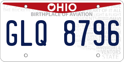OH license plate GLQ8796
