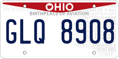 OH license plate GLQ8908