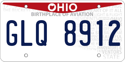 OH license plate GLQ8912