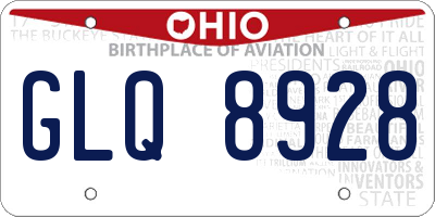 OH license plate GLQ8928