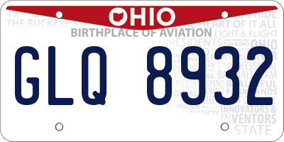 OH license plate GLQ8932