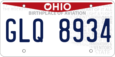 OH license plate GLQ8934