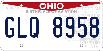OH license plate GLQ8958