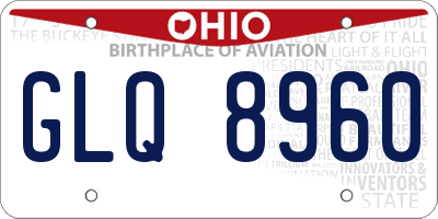 OH license plate GLQ8960